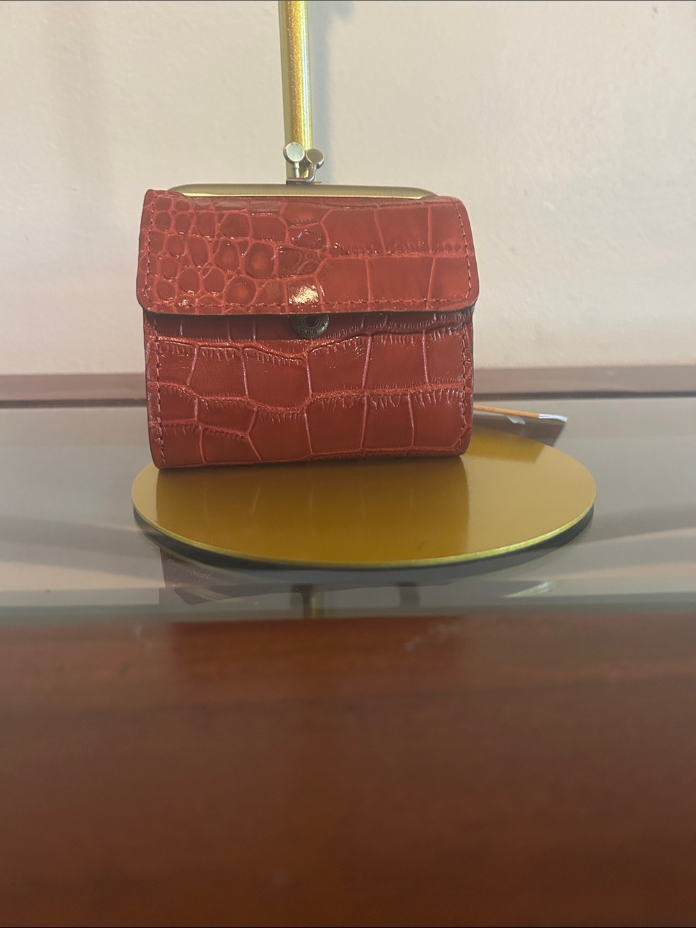 Patricia Nash Red Croc-Embossed Compact Wallet